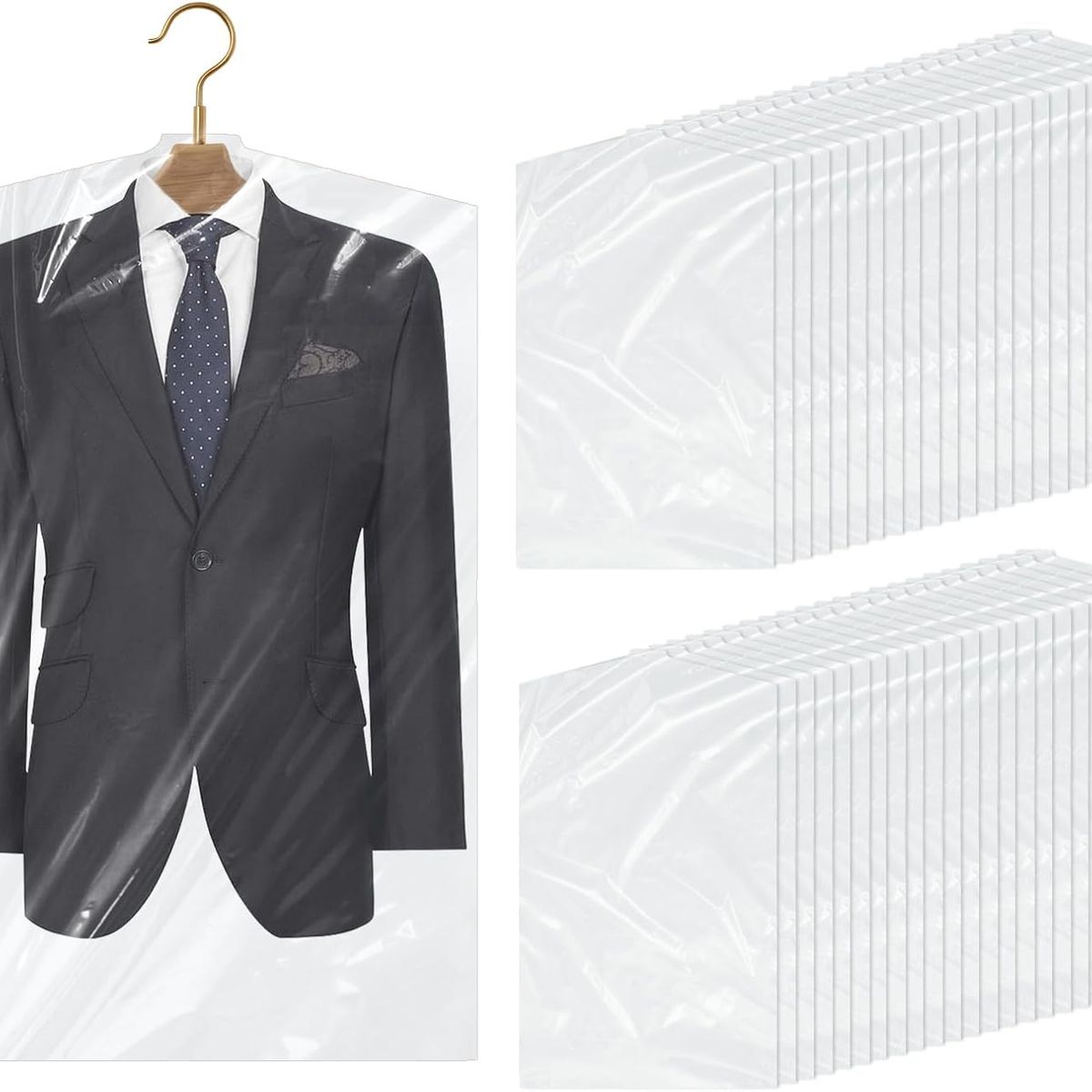 KUANGYE - 100 Bolsas Transparentes Fundas Para Ropa Prueba Polvo 60x90cm.