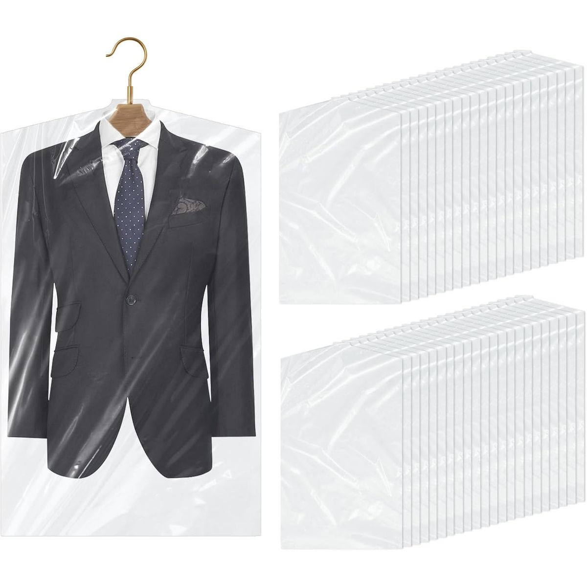 KUANGYE - 100 Bolsas Transparentes Fundas Para Ropa Prueba Polvo 60x90cm.