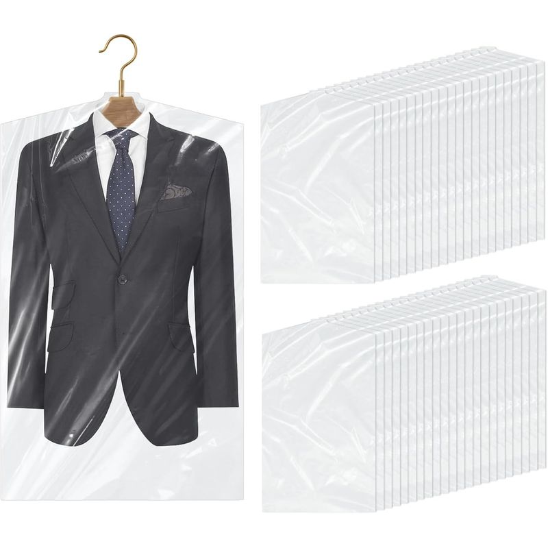 KUANGYE - 100 Bolsas Transparentes Fundas Para Ropa Prueba Polvo 60x90cm