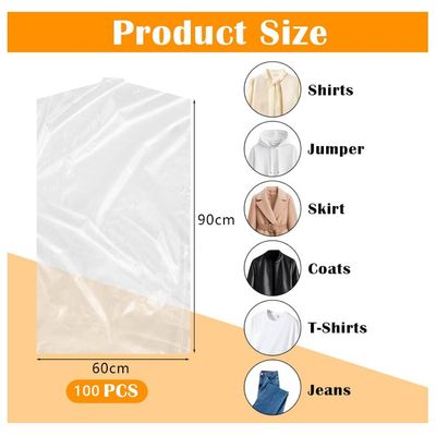 Imagen 2 del producto 100 Bolsas Transparentes Fundas Para Ropa Prueba Polvo 60x90cm