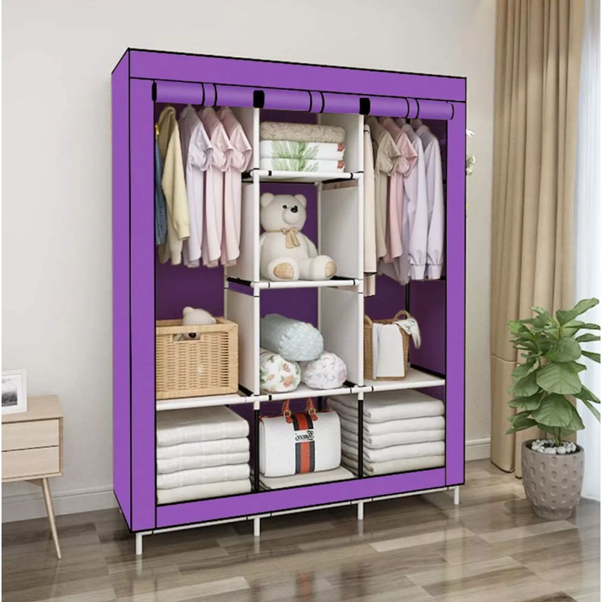 SUPERCENTER - Practico Armario Closet Ropero Armable Grande 170x128x45cm Morado