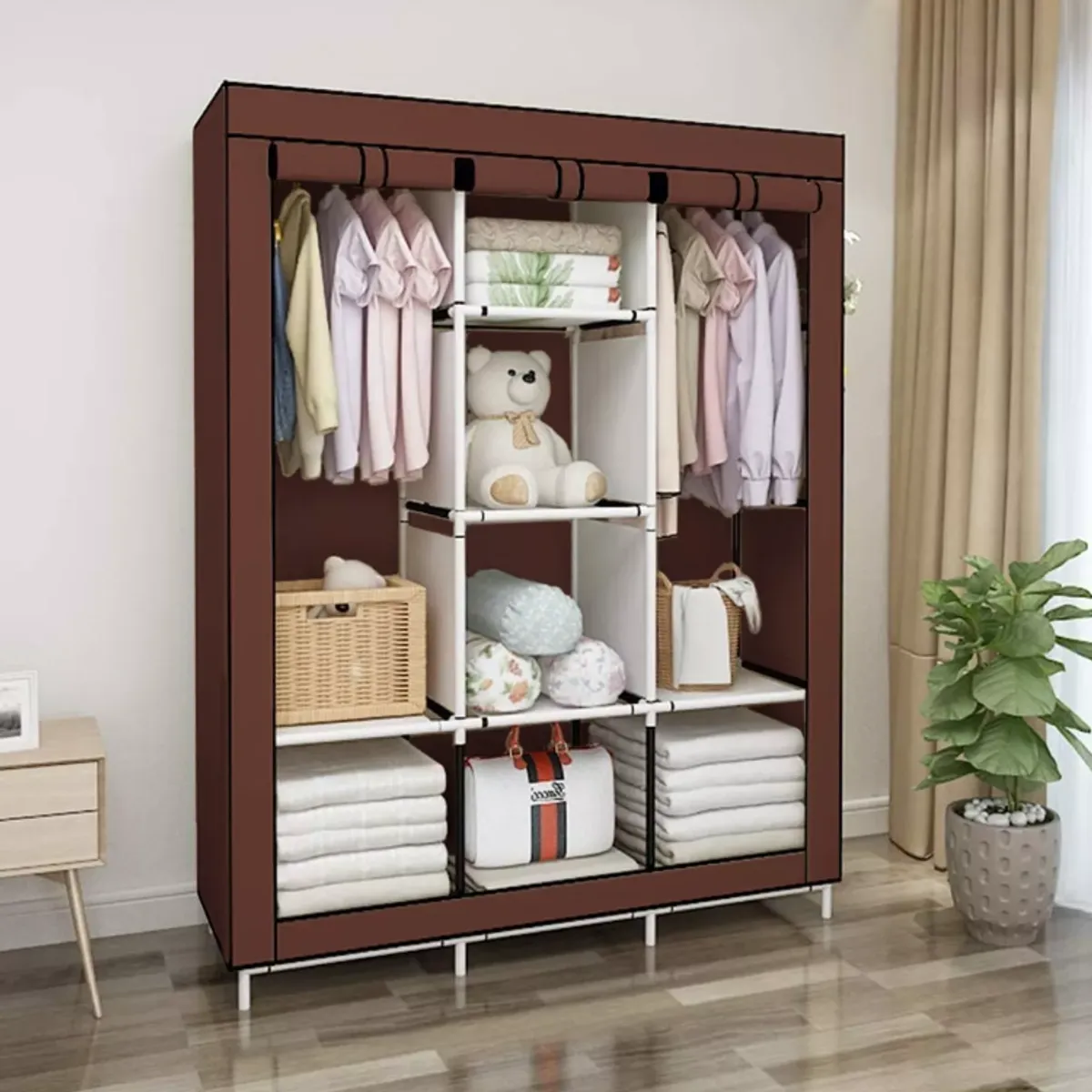 SUPERCENTER - Practico Armario Closet Ropero Armable Grande 170x128x45cm Marrón