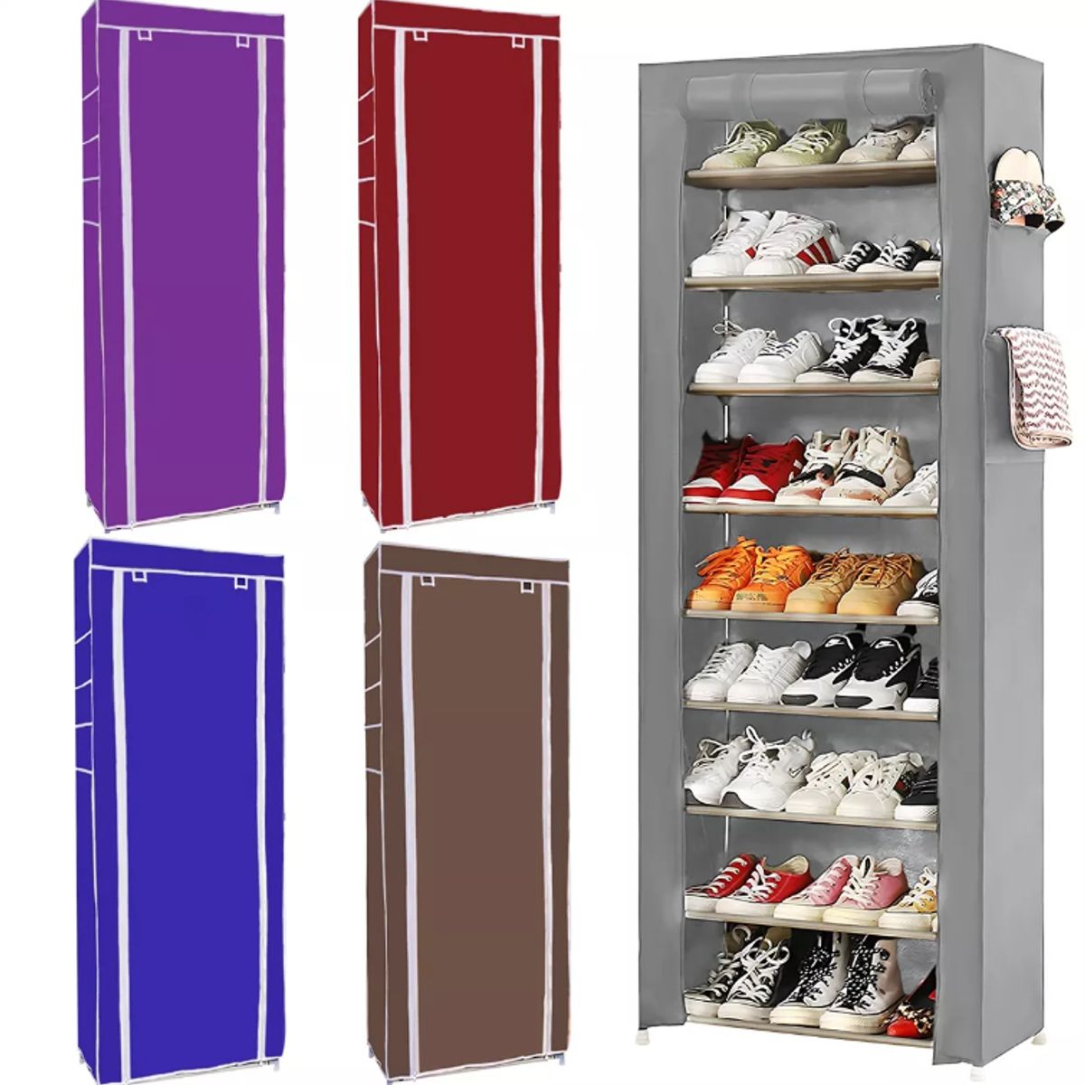 SUPERCENTER - Zapatero 9 Pisos Armable Organizador Con Funda Gris