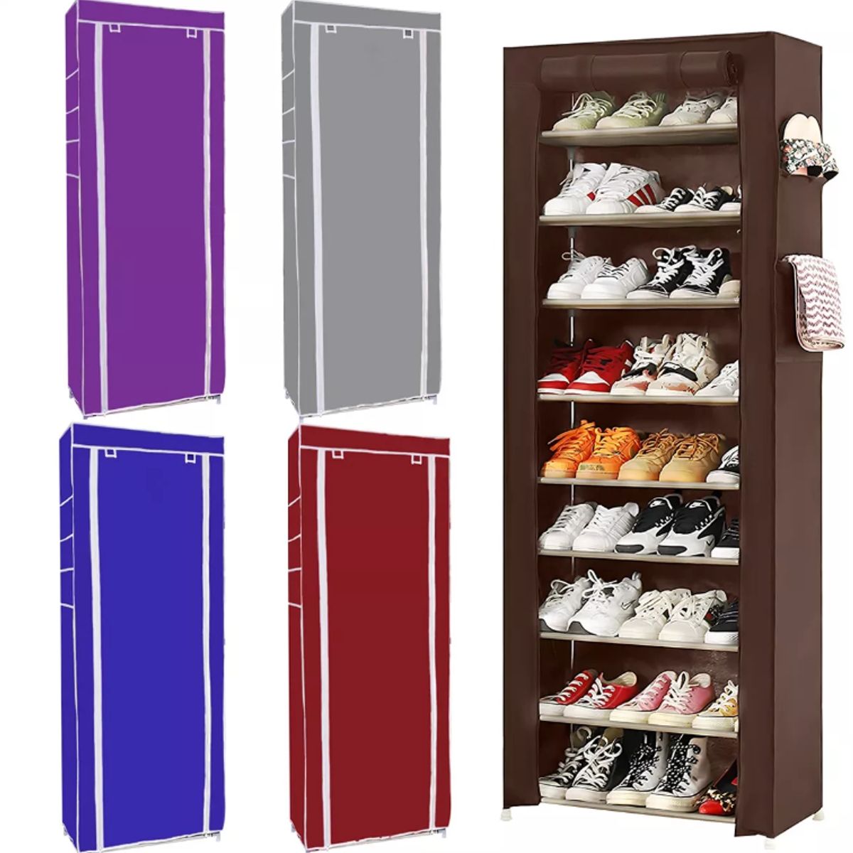 SUPERCENTER - Zapatero 9 Pisos Armable Organizador Con Funda Marrón