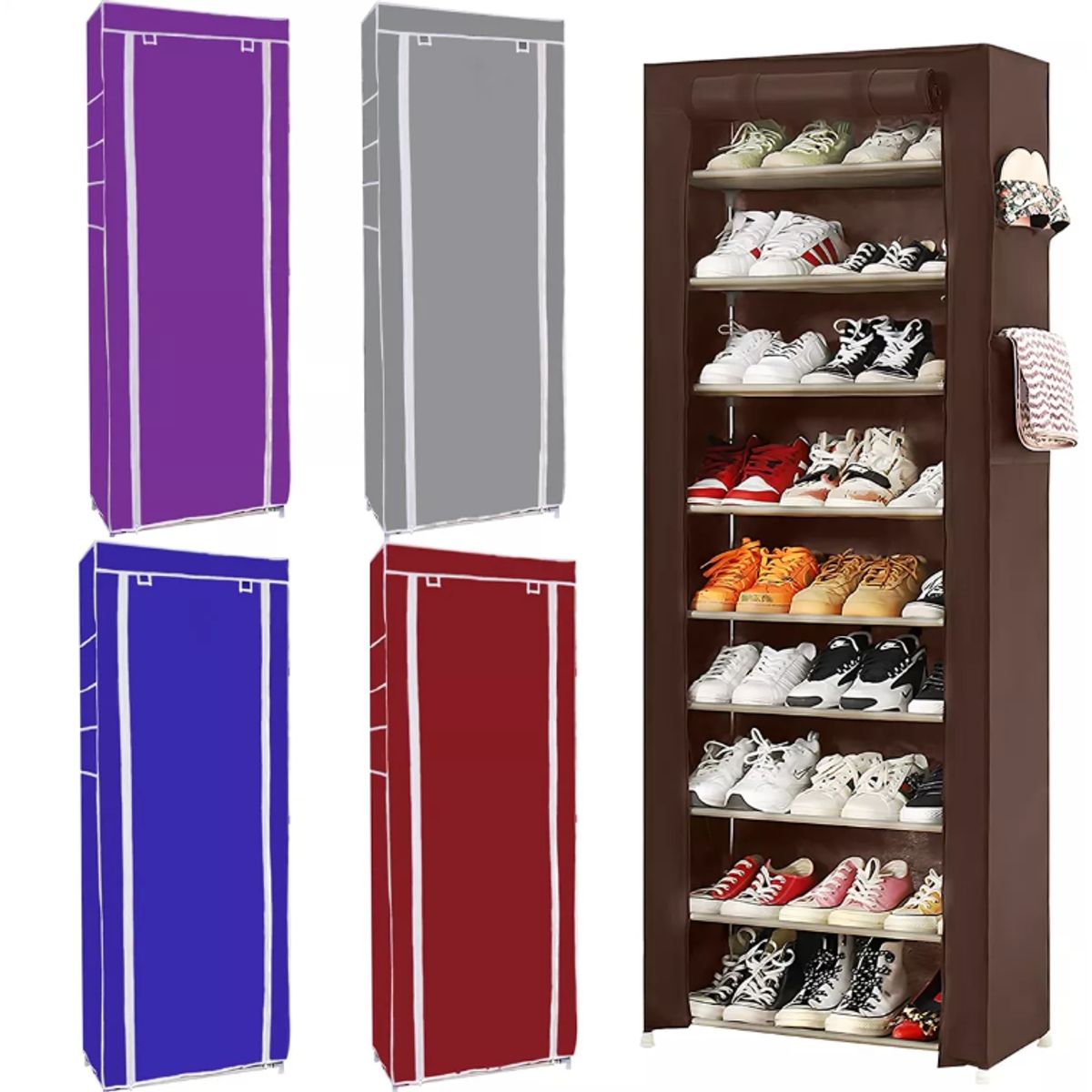 SUPERCENTER - Zapatero 9 Pisos Armable Organizador Con Funda Marrón