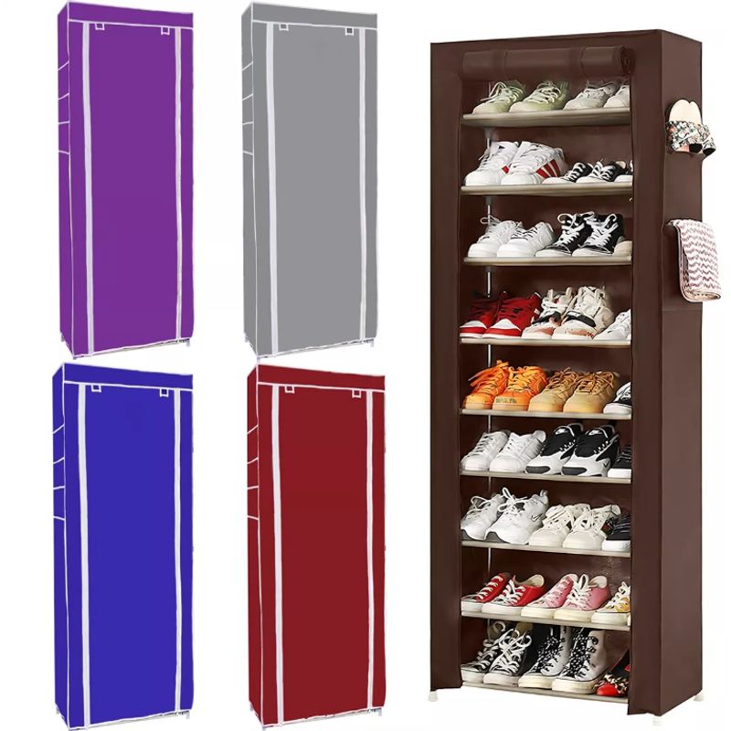 SUPERCENTER - Zapatero 9 Pisos Armable Organizador Con Funda Marrón