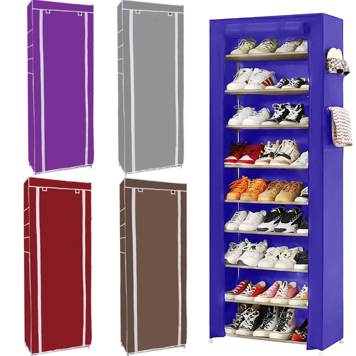 SUPERCENTER - Zapatero 9 Pisos Armable Organizador Con Funda Azul