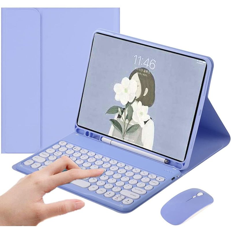 PUREPOWER - Funda con teclado y mouse para Galaxy Tab A8 - Morado.