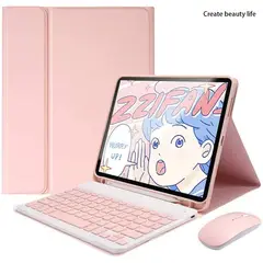 PUREPOWER - Funda con teclado y mouse para Galaxy Tab A7 Lite 8.7 - Rosa