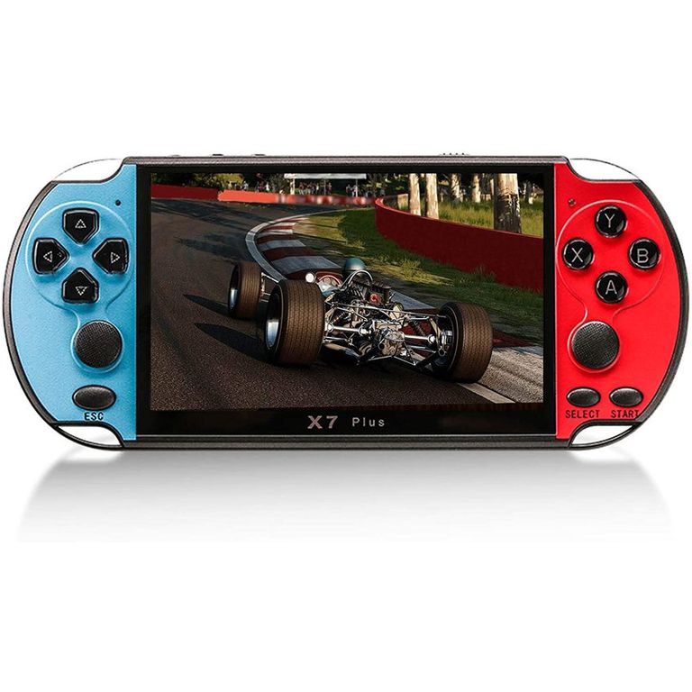 PUREPOWER Consola retro de videojuegos X7 8GB 5.1 pulgadas Pantalla- Azul y rojo