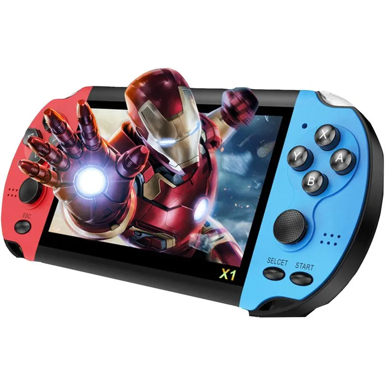 PUREPOWER Consola retro de videojuegos X7 Plus 8GB Con 5.0 Pantalla-Azul y rojo