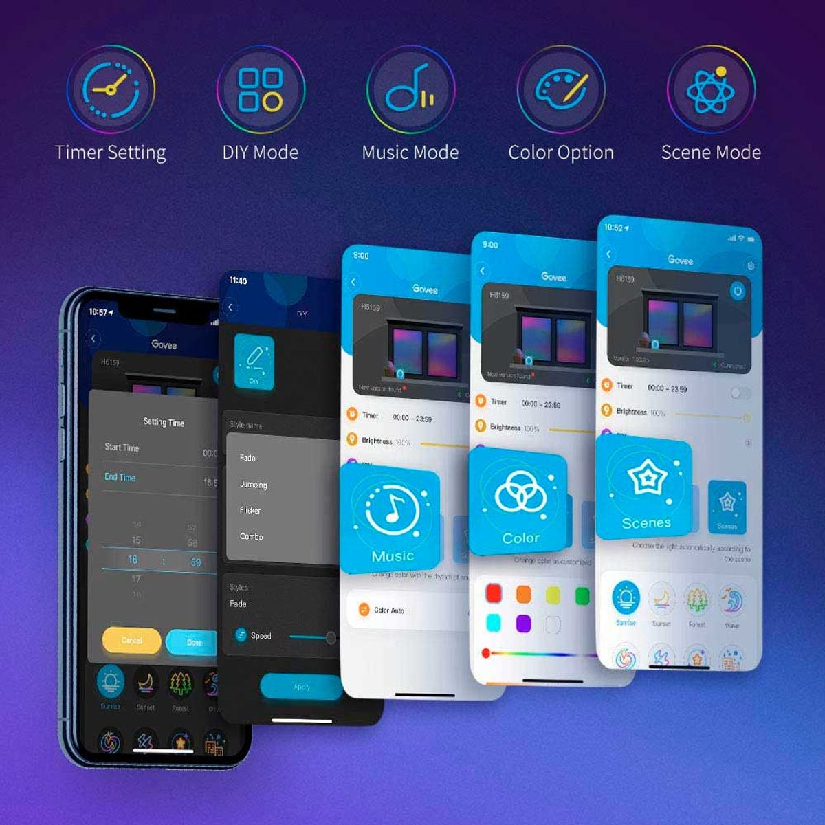 PUREPOWER - Tira de luces RGB 20 metros WiFi y control remoto