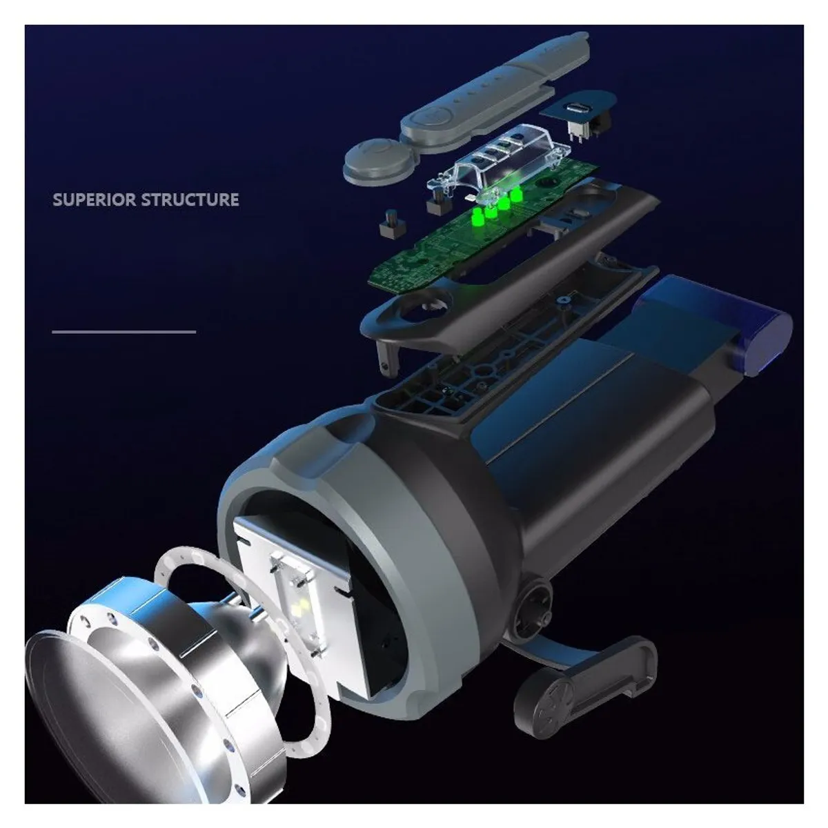 PUREPOWER - Linterna de metal LED Recargable Ph-01