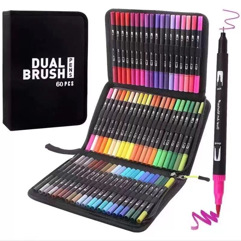 PUREPOWER - 60 Colores Plumones Doble Punta Pincel para Principiantes