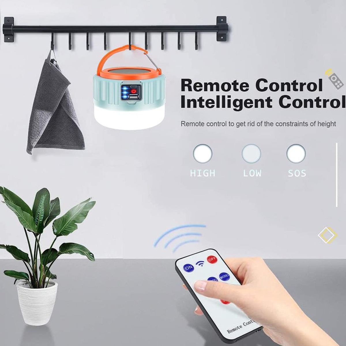 PUREPOWER - Luz de camping LED solar con cargador para teléfono