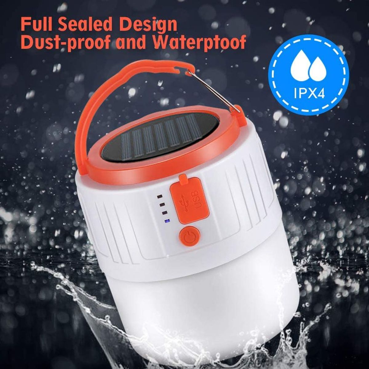 PUREPOWER - Luz de camping LED solar con cargador para teléfono