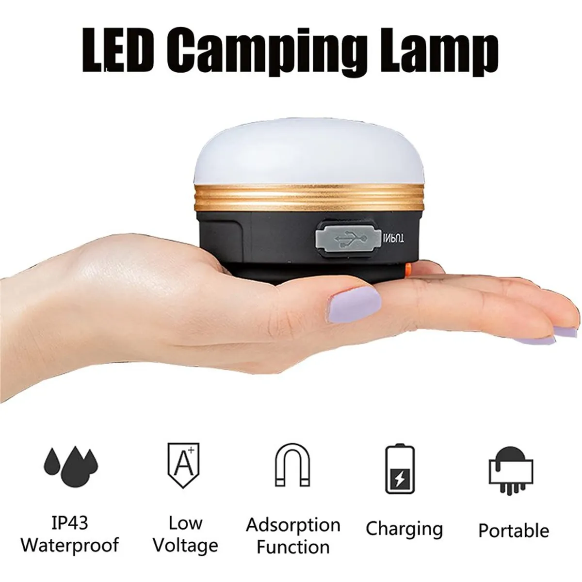 PUREPOWER - Luz de camping LED solar con cargador para teléfono