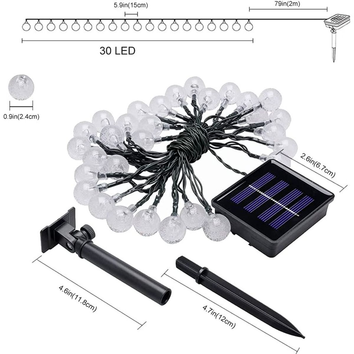 PUREPOWER - Luces exteriores 30 LED 6.5 metros resistente al agua