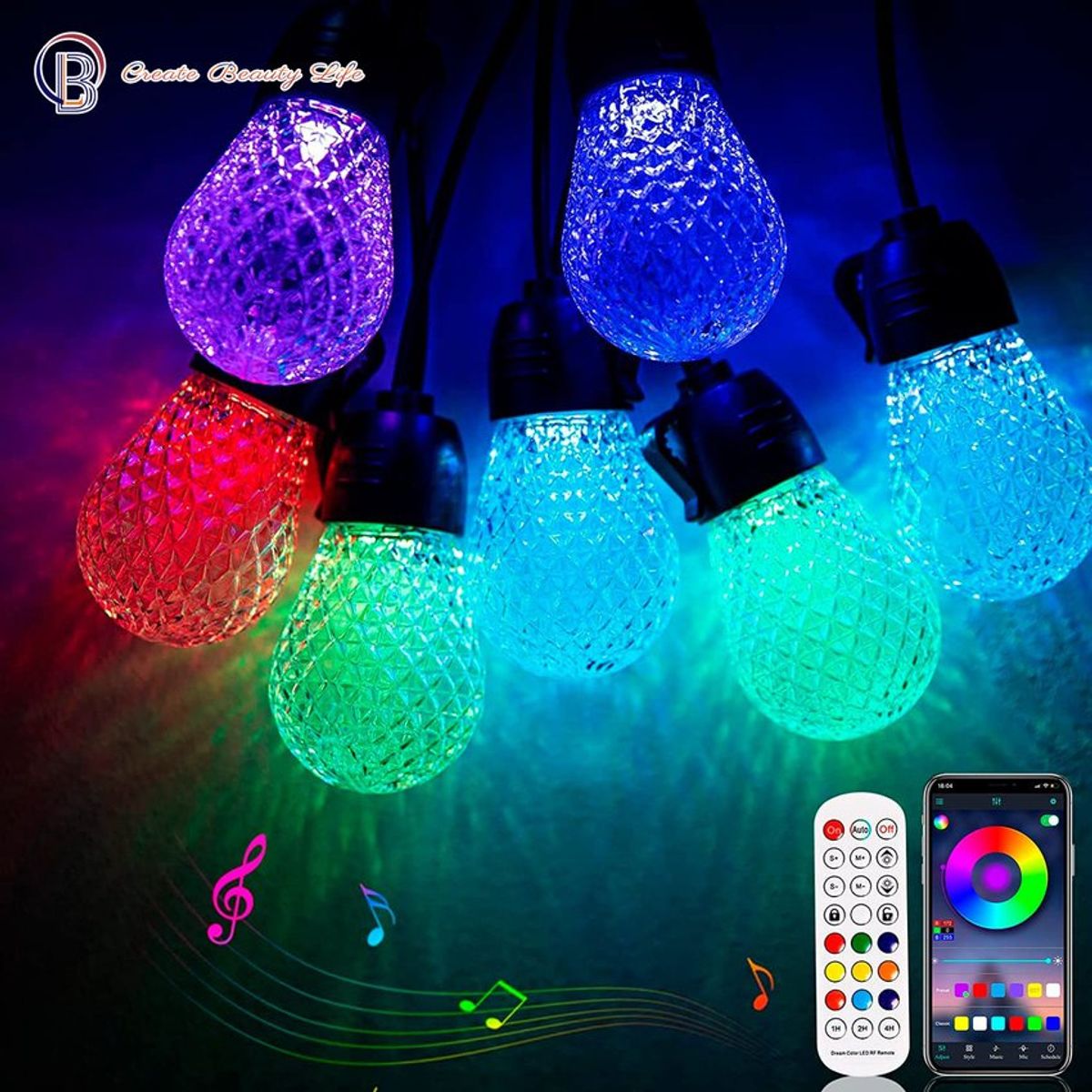 PUREPOWER - Cadena de luces RGB para exteriores - 15 Metros