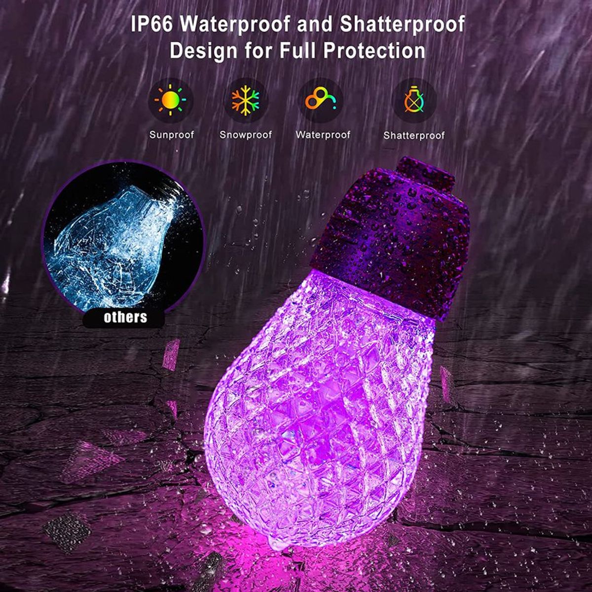 PUREPOWER - Cadena de luces RGB para exteriores - 15 Metros