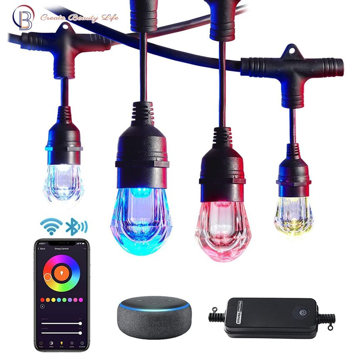 PUREPOWER - Cadena de luces para exteriores - 15 Metros