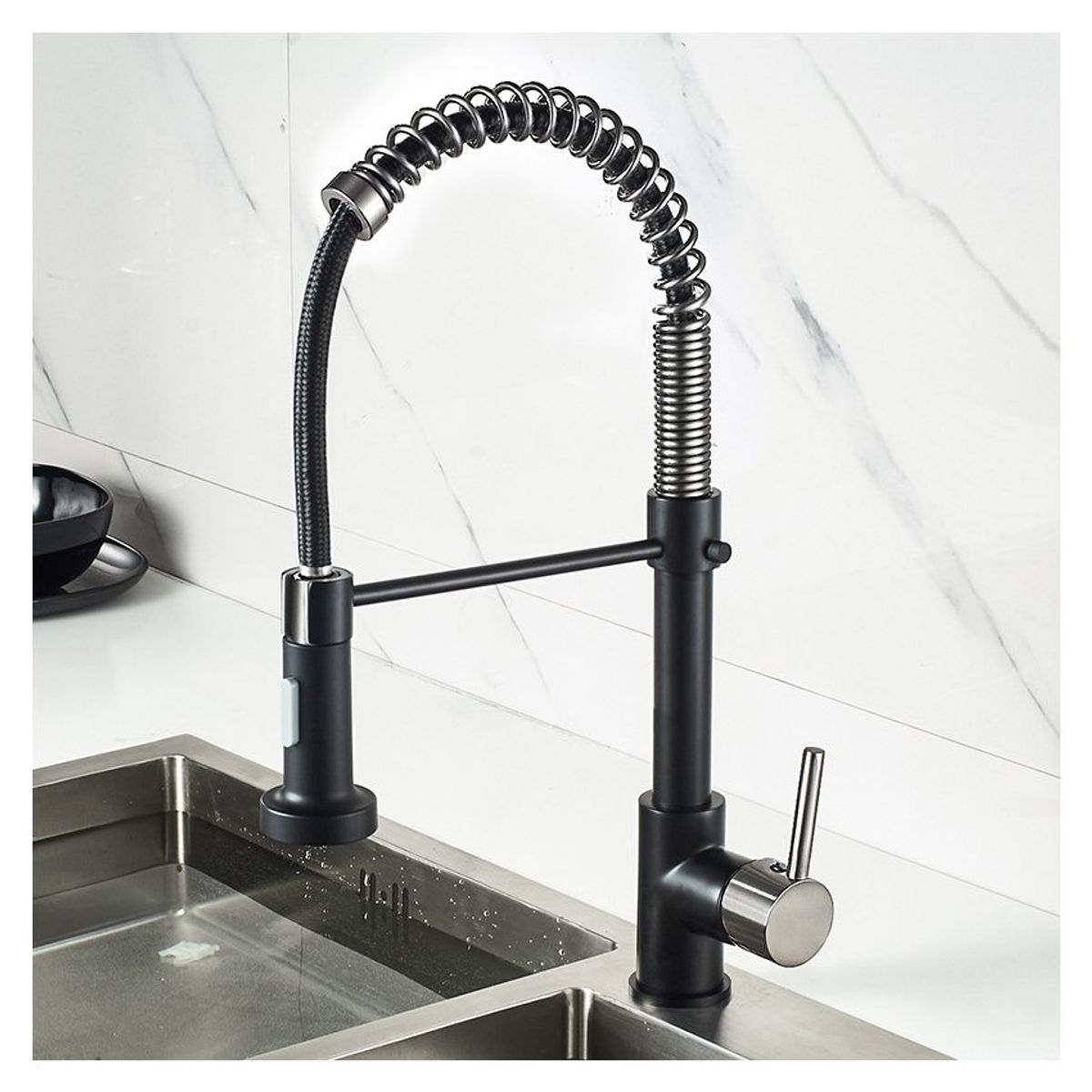 PUREPOWER - Grifo de cocina para lavaplatos monocromado extensible