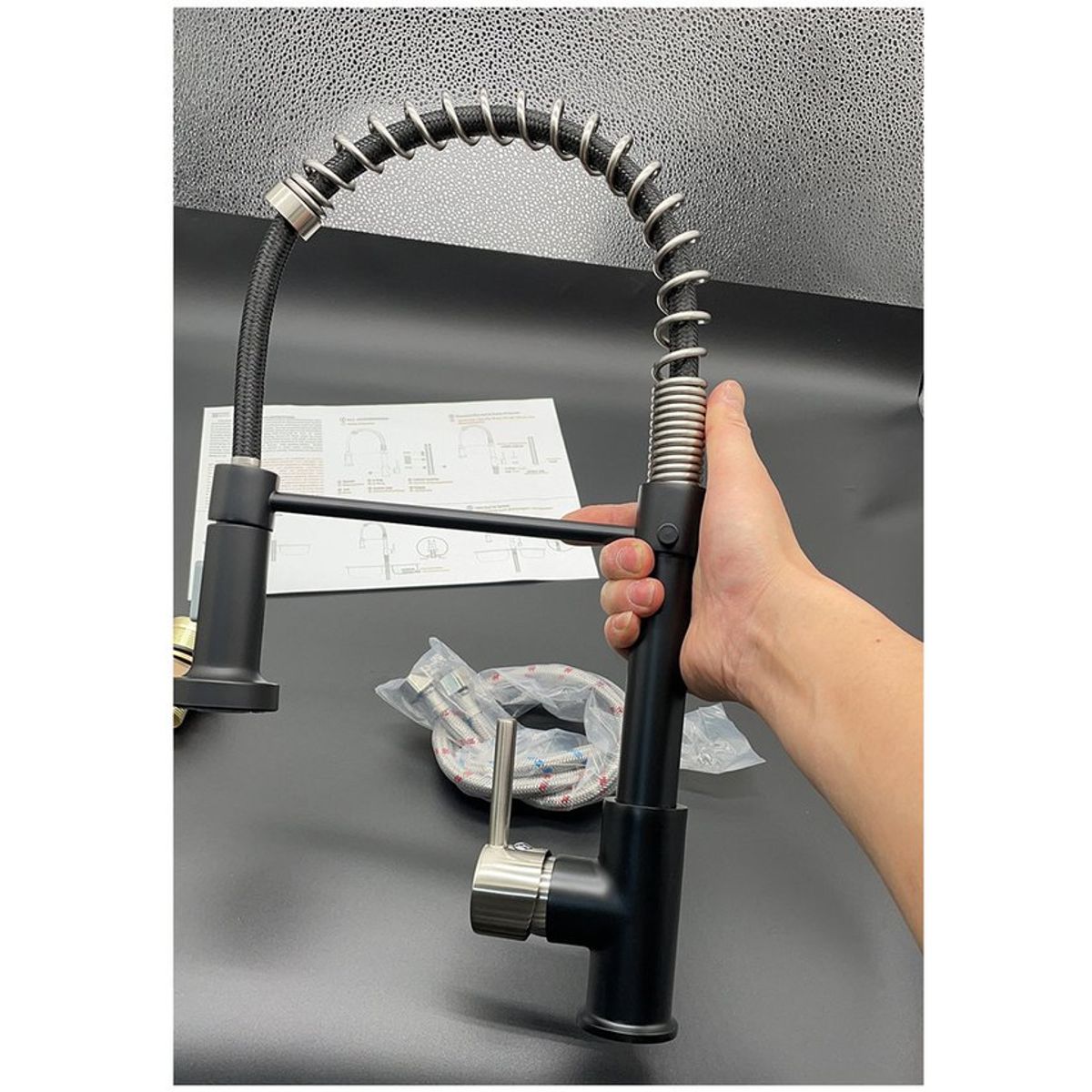 PUREPOWER - Grifo de cocina para lavaplatos monocromado extensible