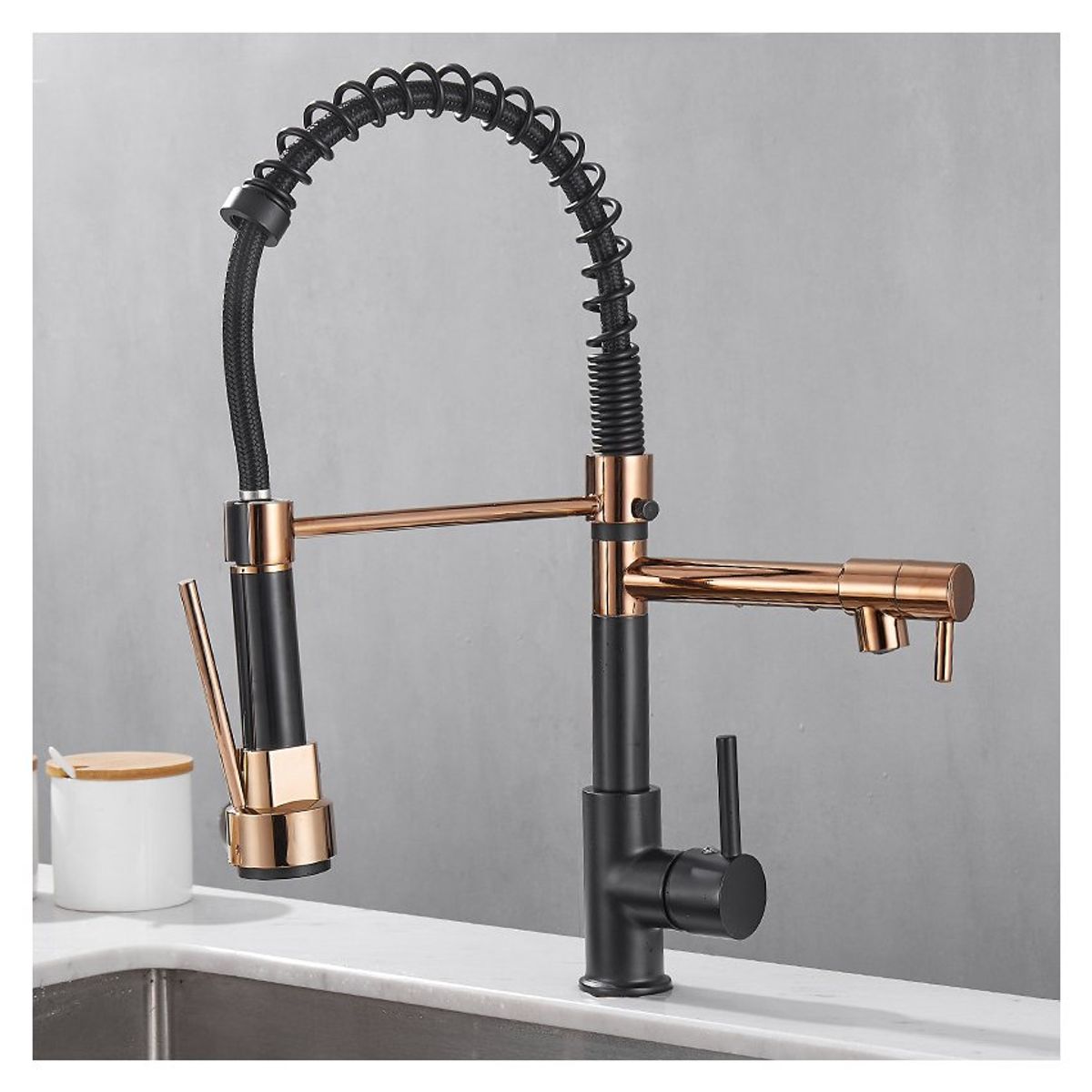 PUREPOWER - Grifo de cocina para lavaplatos monocromado extensible