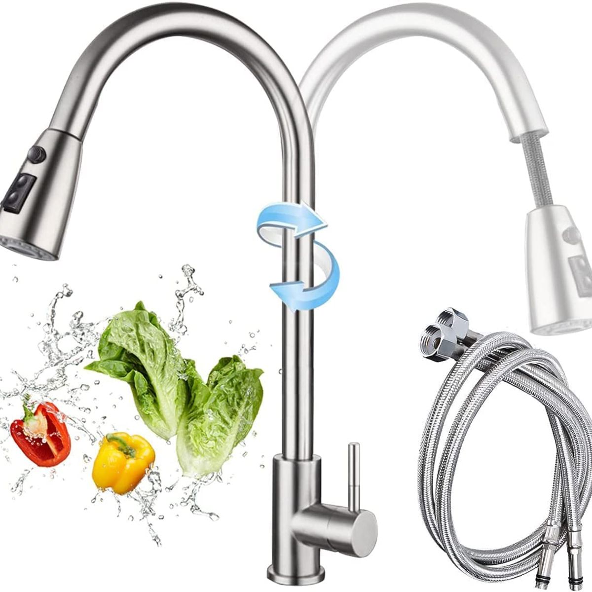 PUREPOWER - Grifo de cocina metálico de una llave