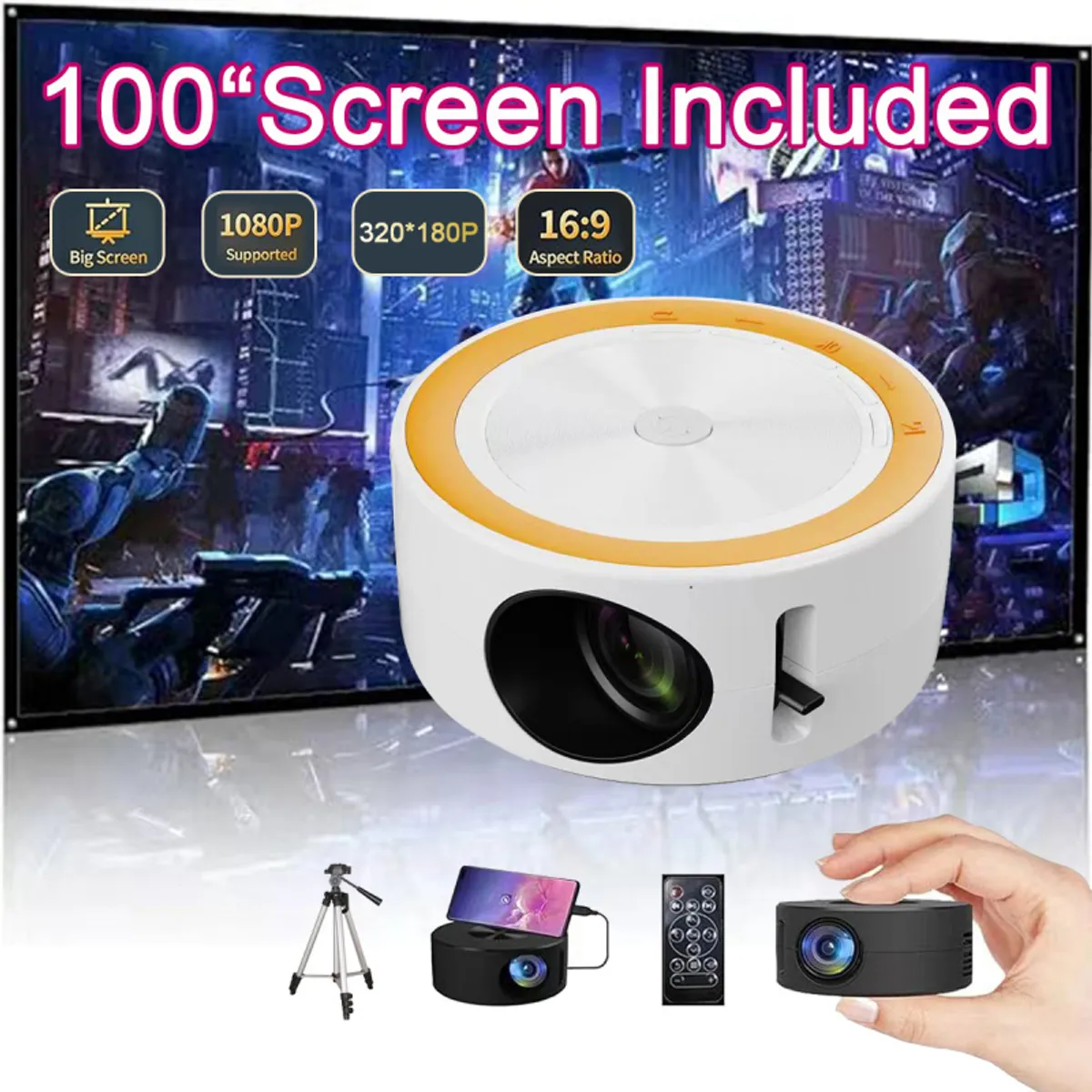 PUREPOWER - 2026 New proyector ultra portail LED HD 1080P Video-projector - 3201