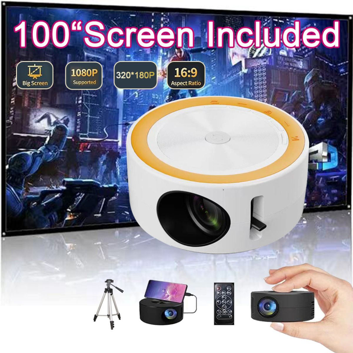 PUREPOWER - 2026 New proyector ultra portail LED HD 1080P Video-projector - 3201