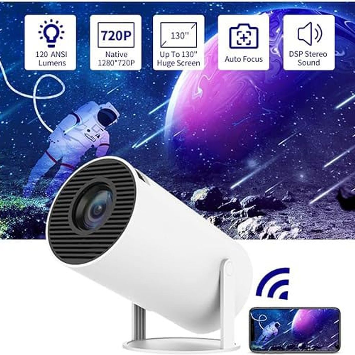 PUREPOWER - Proyector Ultra Portátil HY300 LED HD 1080P WIFI