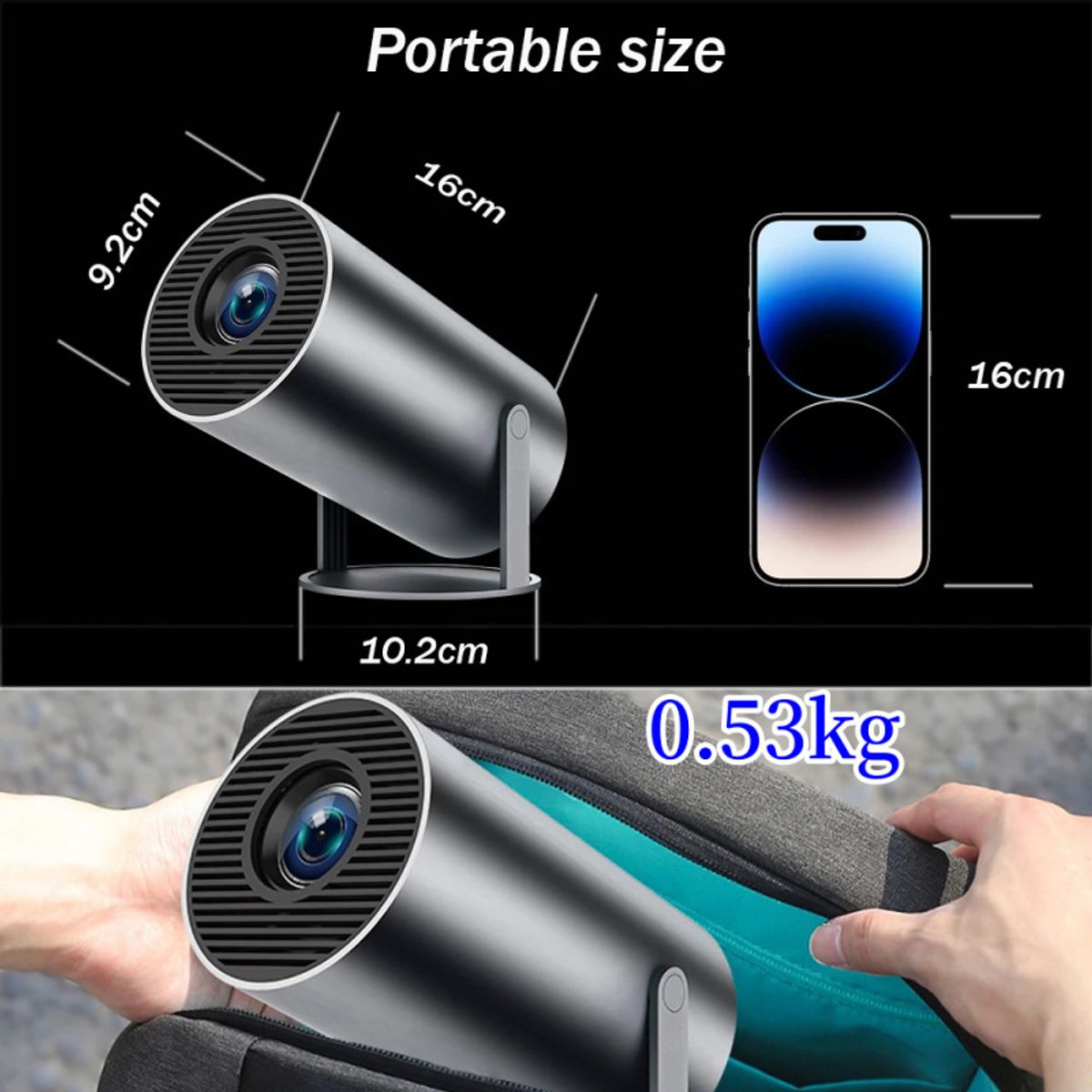 PUREPOWER - 4K260 ANSI Smart Projector with WiFi 6 BT 50 Screen Adjustment