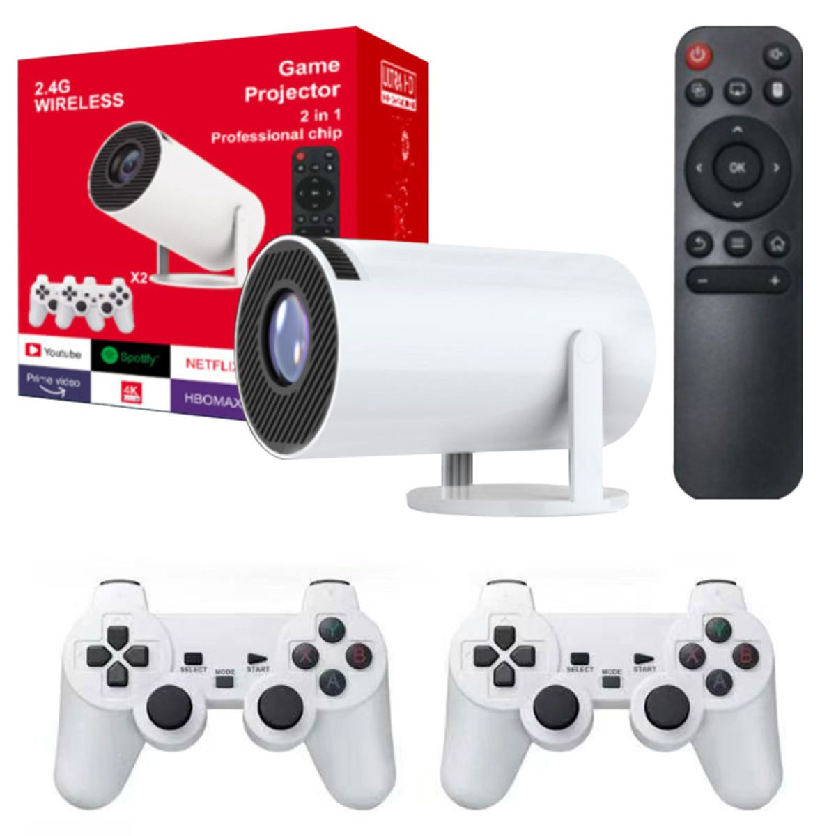 PUREPOWER - HY300 4K260 ANSI Smart Projector with WiFi 6 BT 50 Screen Adjustment