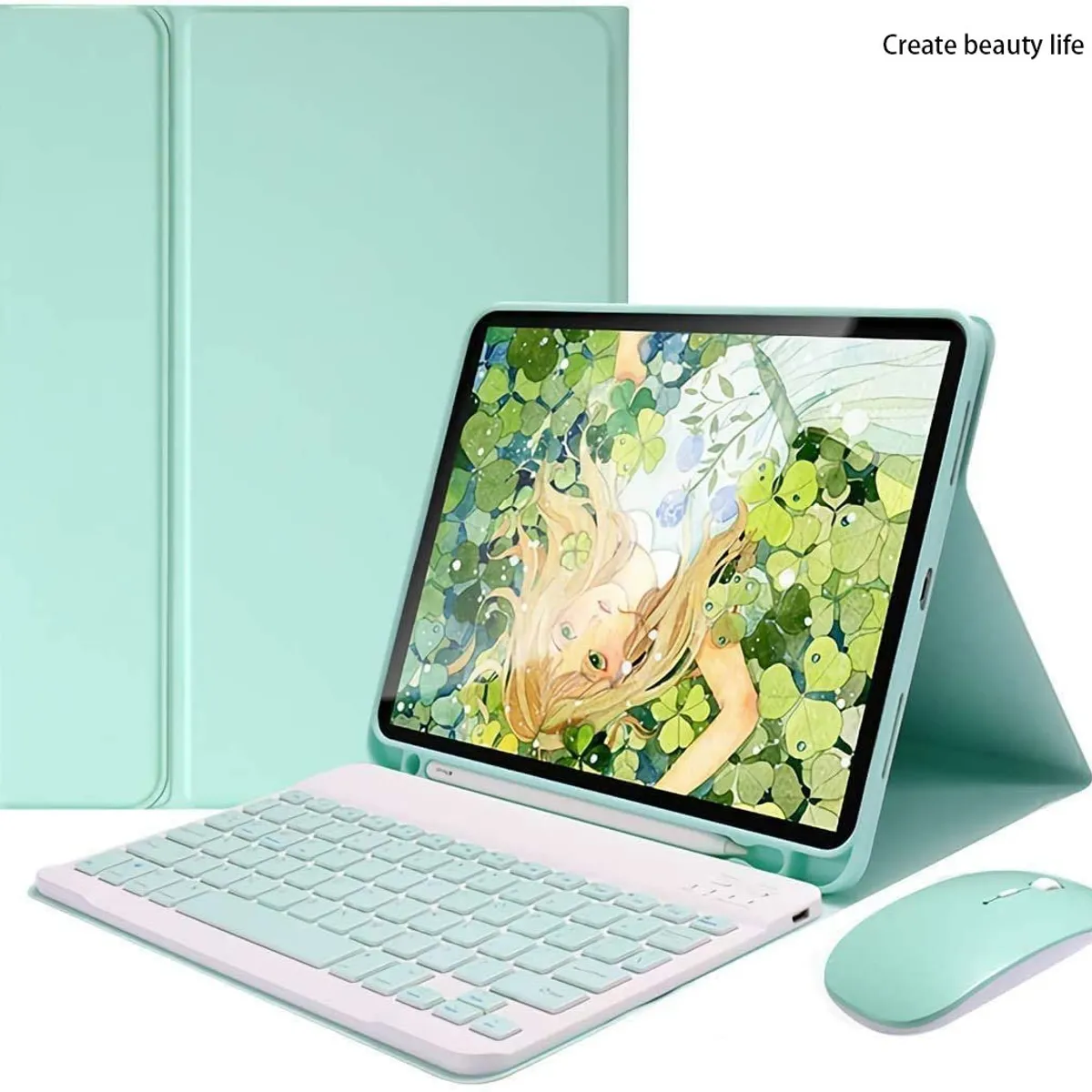 PUREPOWER - Funda con Ñ teclado y Raton para iPad Pro 12.9 - azul.