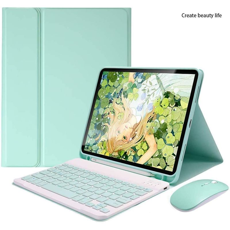 PUREPOWER - Funda con Ñ teclado y Raton para iPad Pro 12.9 - azul.