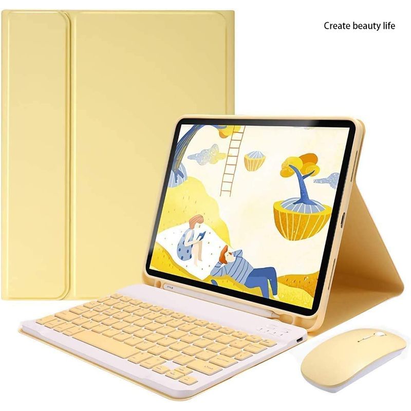 PUREPOWER - Funda giratoria con teclado para iPad Pro 12.9 - Amarillo.