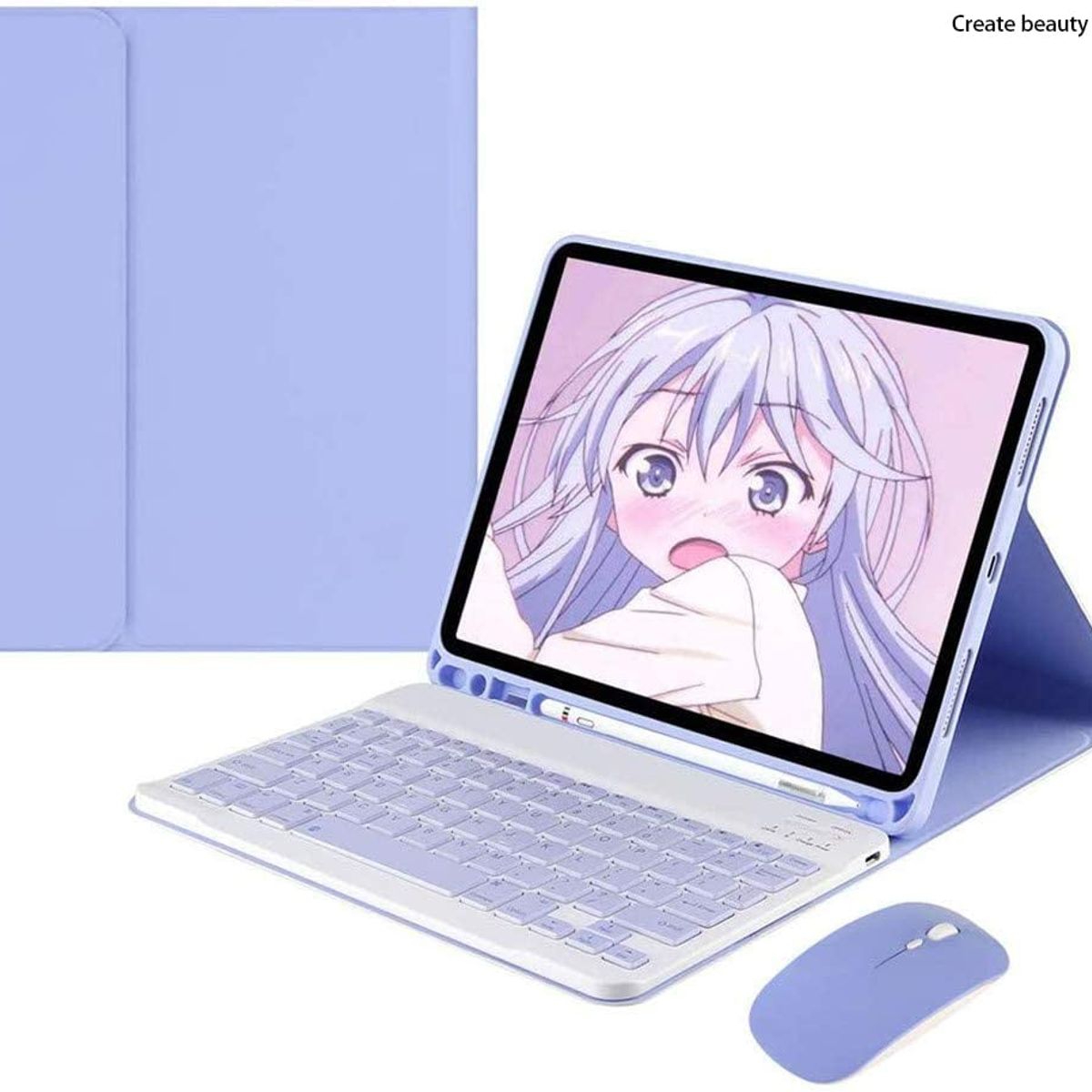 PUREPOWER - Funda con teclado Español Ñ y mouse para Galaxy Tab A8  de 10,5 Pulgadas 2022 (SM-X200/X205/X207)