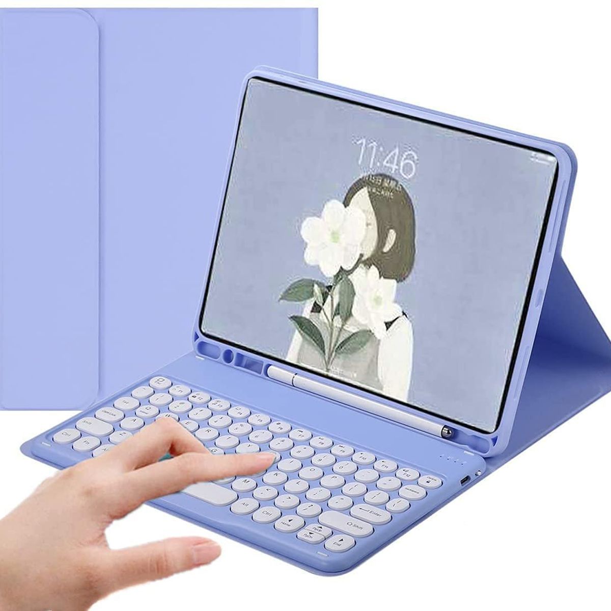 PUREPOWER - Funda con tecladoEspañol Incluye Ñ para Galaxy Tab S6 Lite