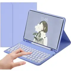 PUREPOWER - Funda con teclado y mouse para Galaxy Tab S6 Lite - Morado