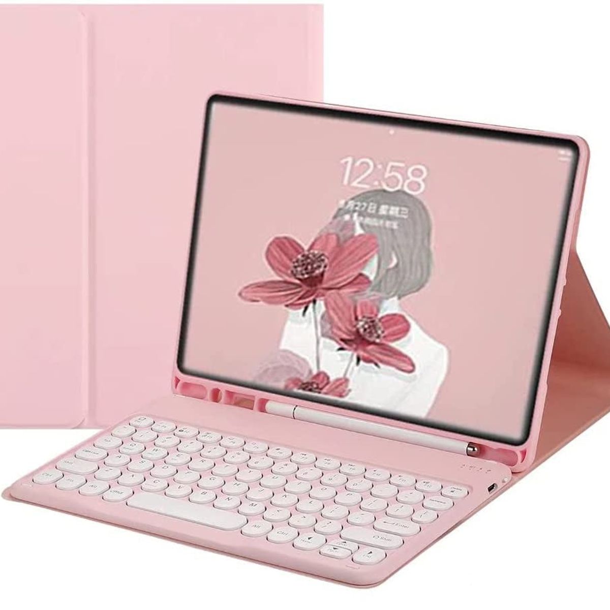 PUREPOWER - Funda con teclado Español Ñ para Samsung Galaxy Tab A8 de 10,5 Pulgadas 2022 (SM-X200/X205/X207)