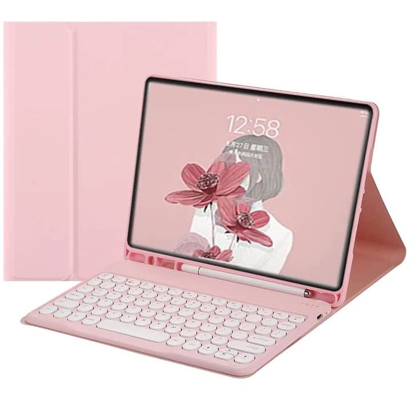 PUREPOWER - Funda con Ñ Teclado y Raton para Galaxy Tab A8 105- Rosado