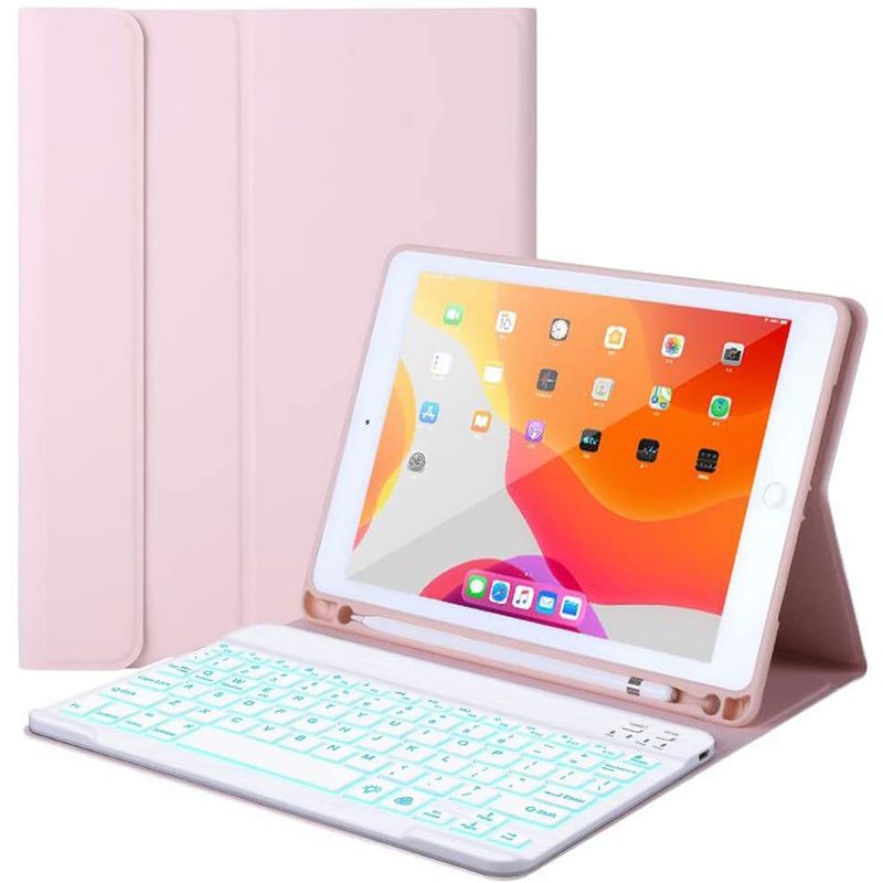 PUREPOWER - Funda con teclado retroiluminado Galaxy Tab S6 Lite - Rosado.
