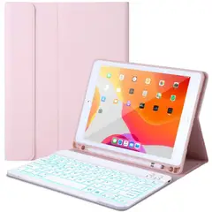 PUREPOWER - Funda con teclado retroiluminado Galaxy Tab S6 Lite - Rosado.