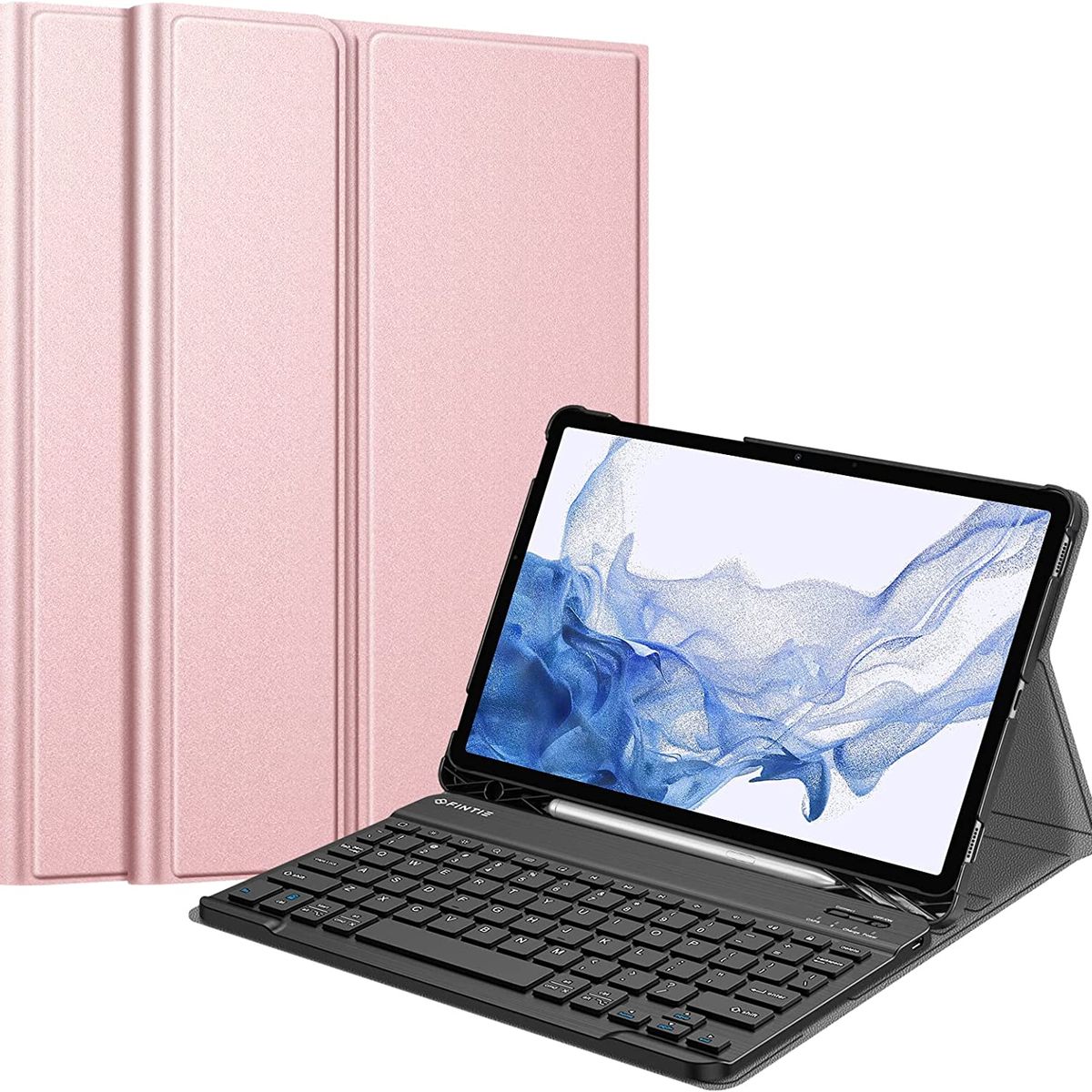 PUREPOWER - Funda con teclado y mouse para Galaxy Tab S7 o S8 Plus-RosaDorado
