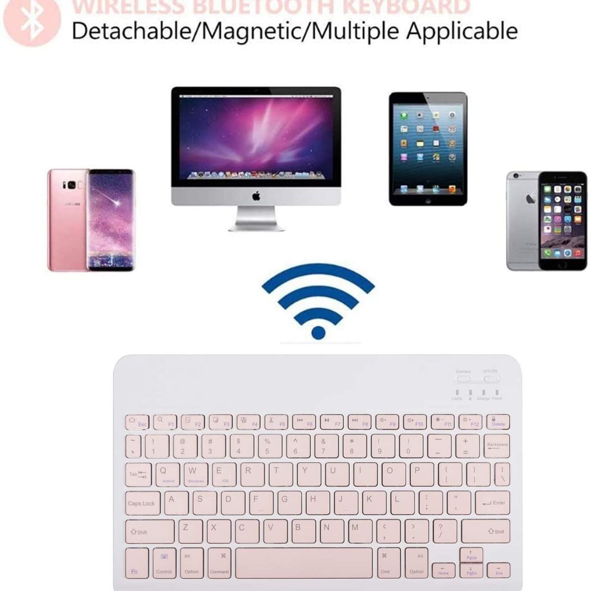 PUREPOWER - Funda con teclado y mouse para Galaxy Tab S7 o S8 Plus-RosaDorado