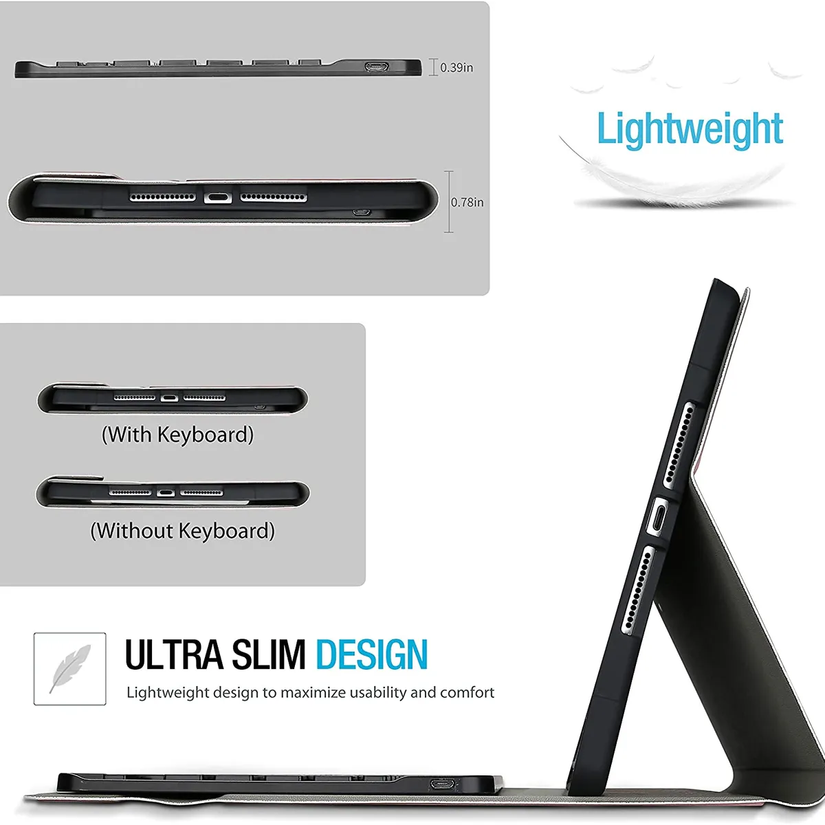 PUREPOWER - Funda con teclado en español para Galaxy Tab S7 Plus-Negro