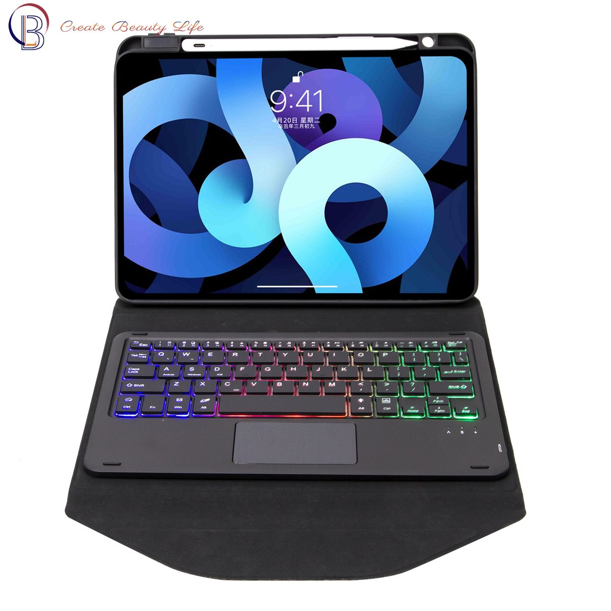 PUREPOWER - Funda giratoria con teclado para iPad Pro 11 2022 2021- Negro