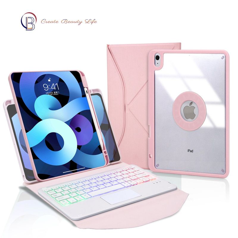 PUREPOWER - Funda giratoria con teclado para iPad Pro 11 - Rosado