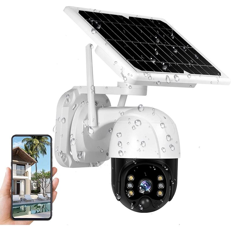 PUREPOWER - Cámara de seguridad solar con visión nocturna y sensor de movimiento